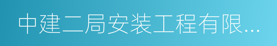 中建二局安装工程有限公司的同义词