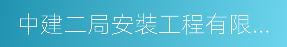 中建二局安裝工程有限公司的同義詞