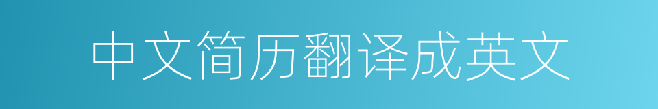 中文简历翻译成英文的同义词