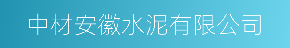 中材安徽水泥有限公司的同义词