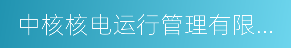 中核核电运行管理有限公司的同义词