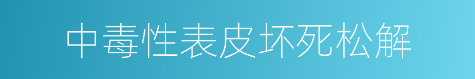 中毒性表皮坏死松解的同义词