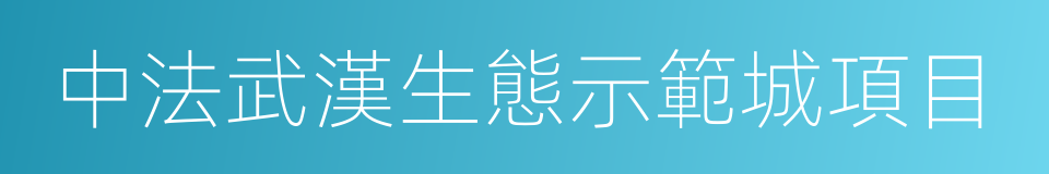 中法武漢生態示範城項目的意思