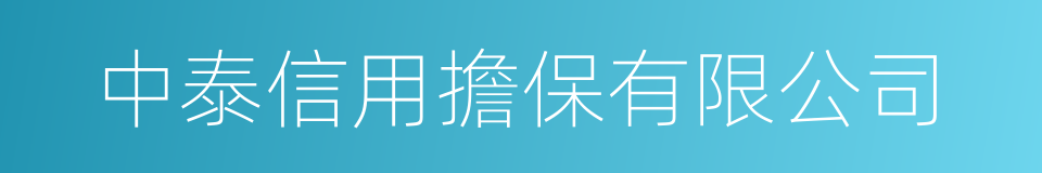 中泰信用擔保有限公司的同義詞