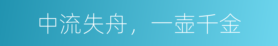 中流失舟，一壶千金的意思