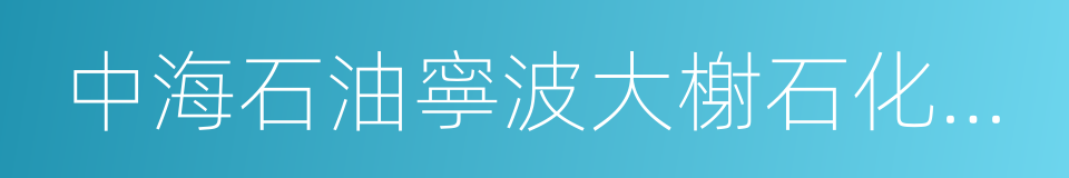 中海石油寧波大榭石化有限公司的意思