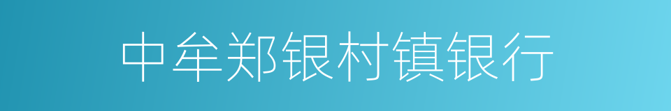 中牟郑银村镇银行的同义词