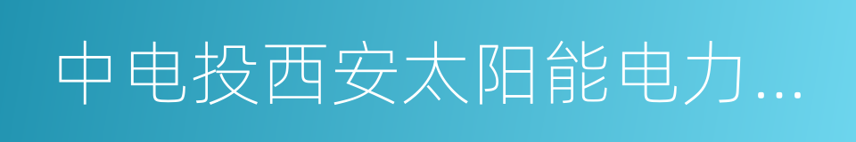 中电投西安太阳能电力有限公司的同义词