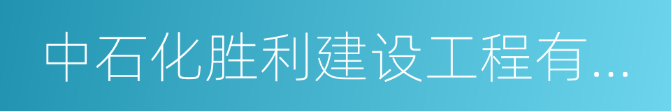 中石化胜利建设工程有限公司的同义词