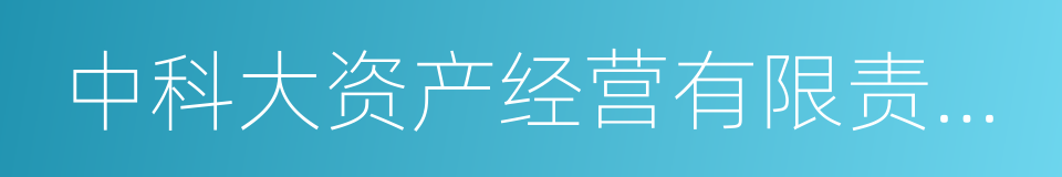 中科大资产经营有限责任公司的同义词