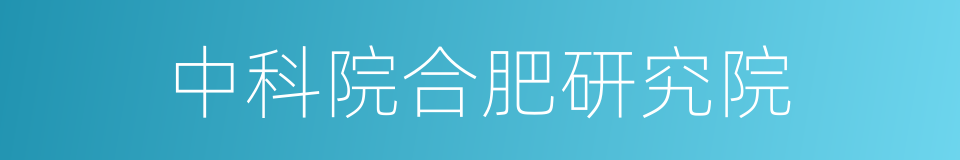 中科院合肥研究院的同义词