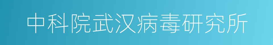 中科院武汉病毒研究所的同义词