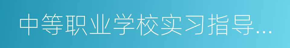 中等职业学校实习指导教师的同义词