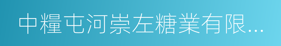 中糧屯河崇左糖業有限公司的同義詞