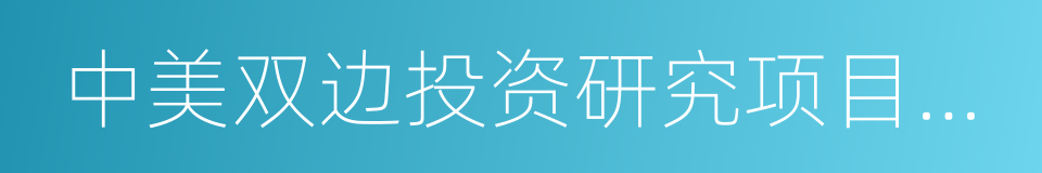 中美双边投资研究项目报告的同义词