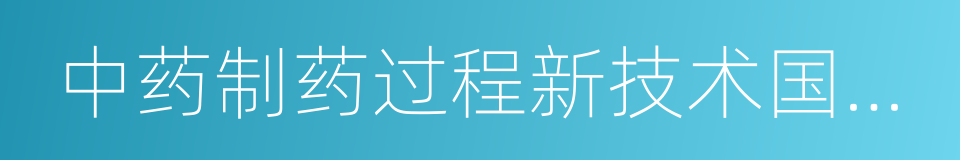 中药制药过程新技术国家重点实验室的同义词