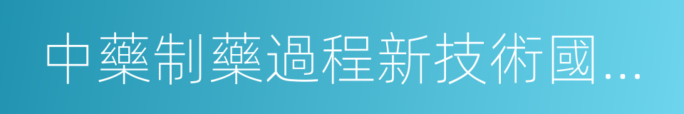 中藥制藥過程新技術國家重點實驗室的同義詞