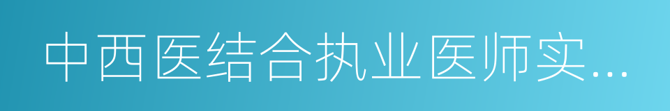 中西医结合执业医师实践技能考试的意思