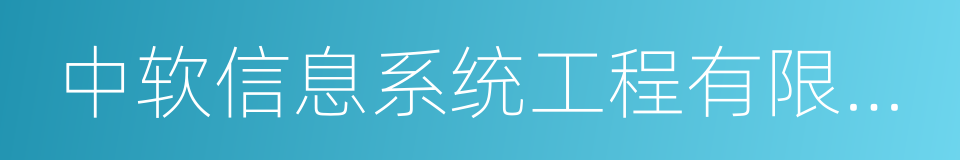 中软信息系统工程有限公司的同义词