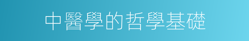 中醫學的哲學基礎的同義詞