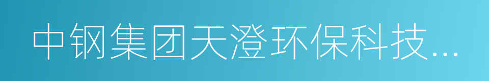 中钢集团天澄环保科技股份有限公司的同义词