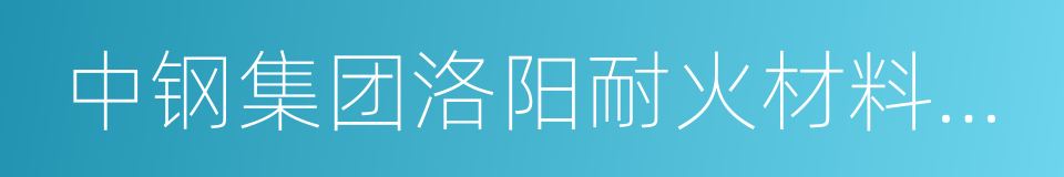 中钢集团洛阳耐火材料研究院的同义词