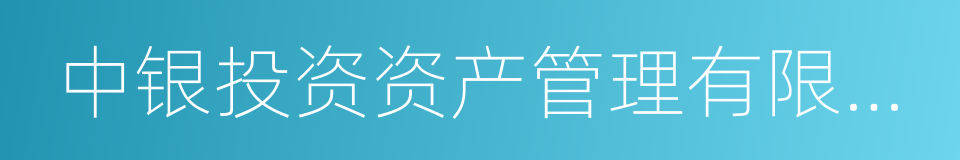 中银投资资产管理有限公司的同义词