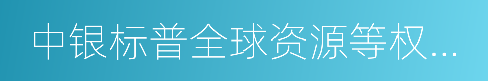 中银标普全球资源等权重指数的同义词