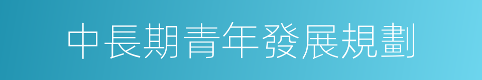 中長期青年發展規劃的同義詞