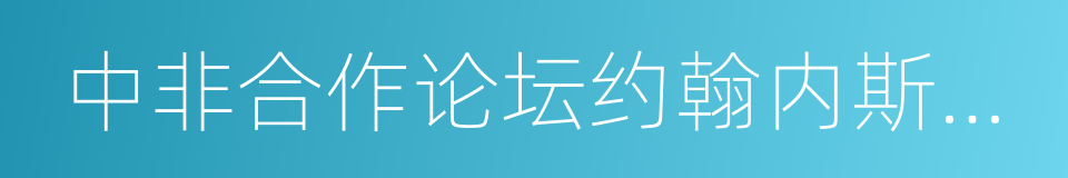 中非合作论坛约翰内斯堡峰会的同义词