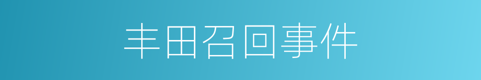 丰田召回事件的同义词