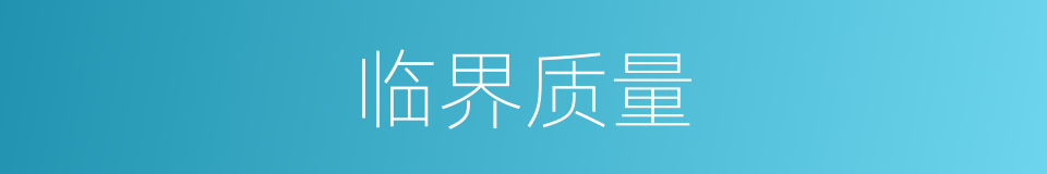 临界质量的意思