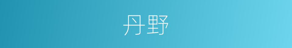 丹野的意思