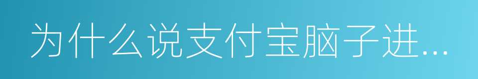 为什么说支付宝脑子进了屎的同义词