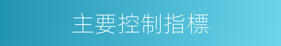 主要控制指標的同義詞