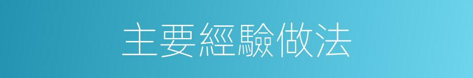 主要經驗做法的同義詞