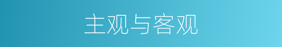 主观与客观的意思