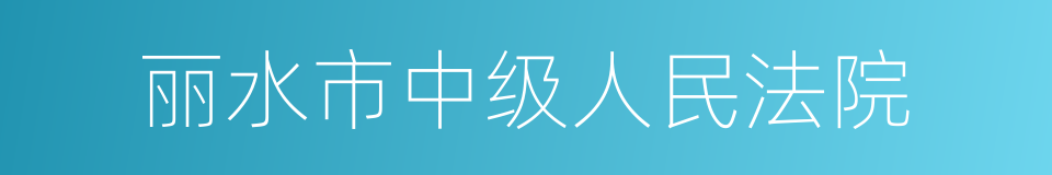 丽水市中级人民法院的同义词