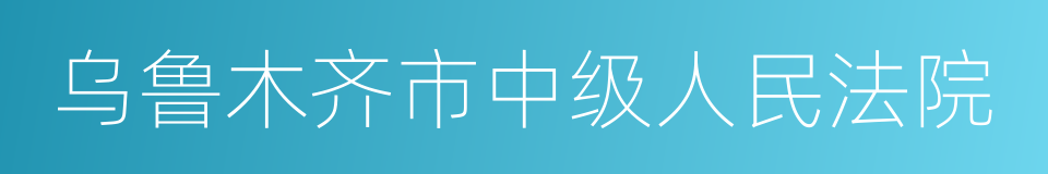 乌鲁木齐市中级人民法院的意思