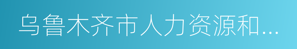 乌鲁木齐市人力资源和社会保障局的同义词