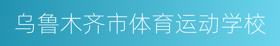 乌鲁木齐市体育运动学校的意思