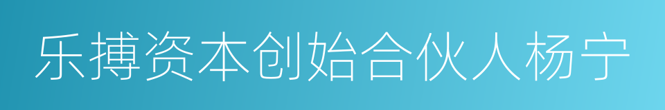 乐搏资本创始合伙人杨宁的同义词