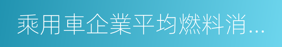 乘用車企業平均燃料消耗量核算辦法的同義詞