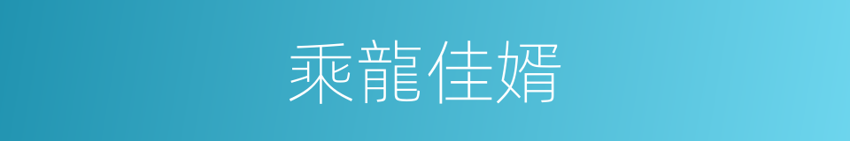 乘龍佳婿的意思