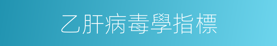乙肝病毒學指標的同義詞