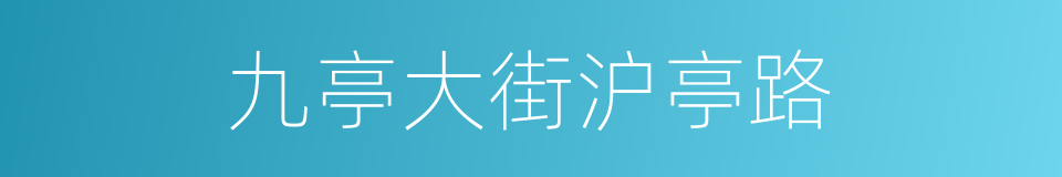 九亭大街沪亭路的同义词