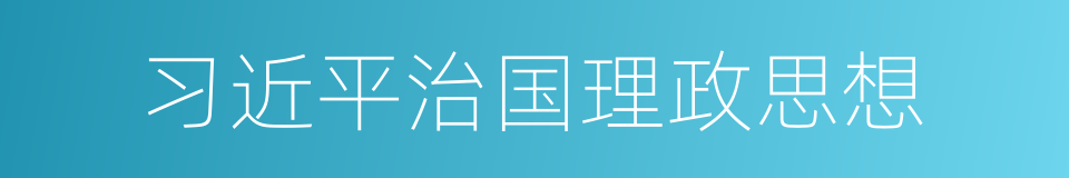 习近平治国理政思想的同义词