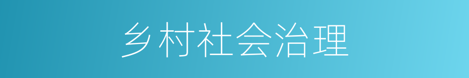 乡村社会治理的同义词