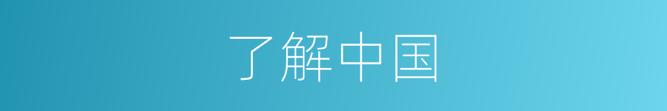 了解中国的同义词