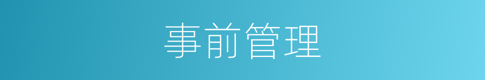 事前管理的同义词